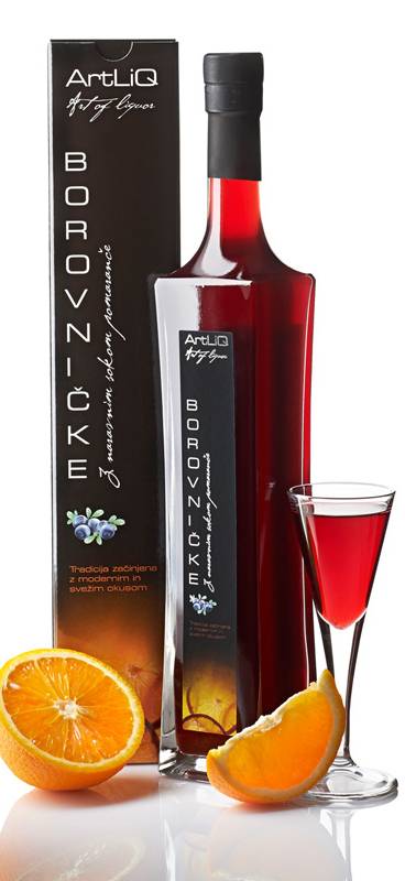 Blueberry liqueur with orange
